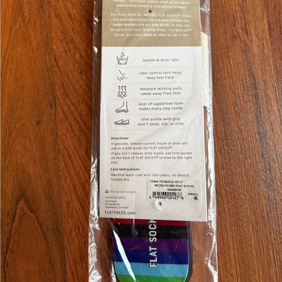 Flat Socks - Rainbow - Small (up to Women's 11, Men's 10) - Picture 3 of 3